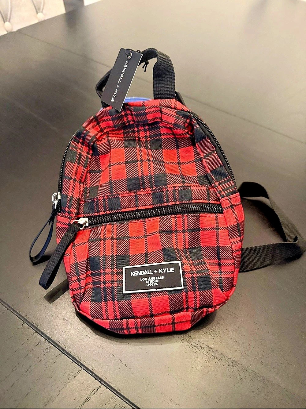Kendall + Kylie LA Studio 90012 Mini Backpack Plaid Red & Black